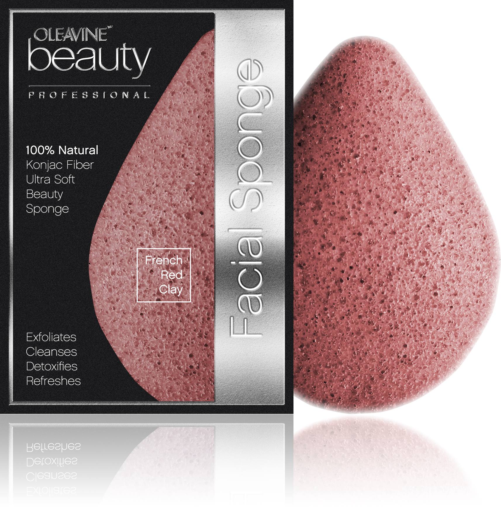 Oleavine Beauty Professional French Red Clay facial sponge product packaging